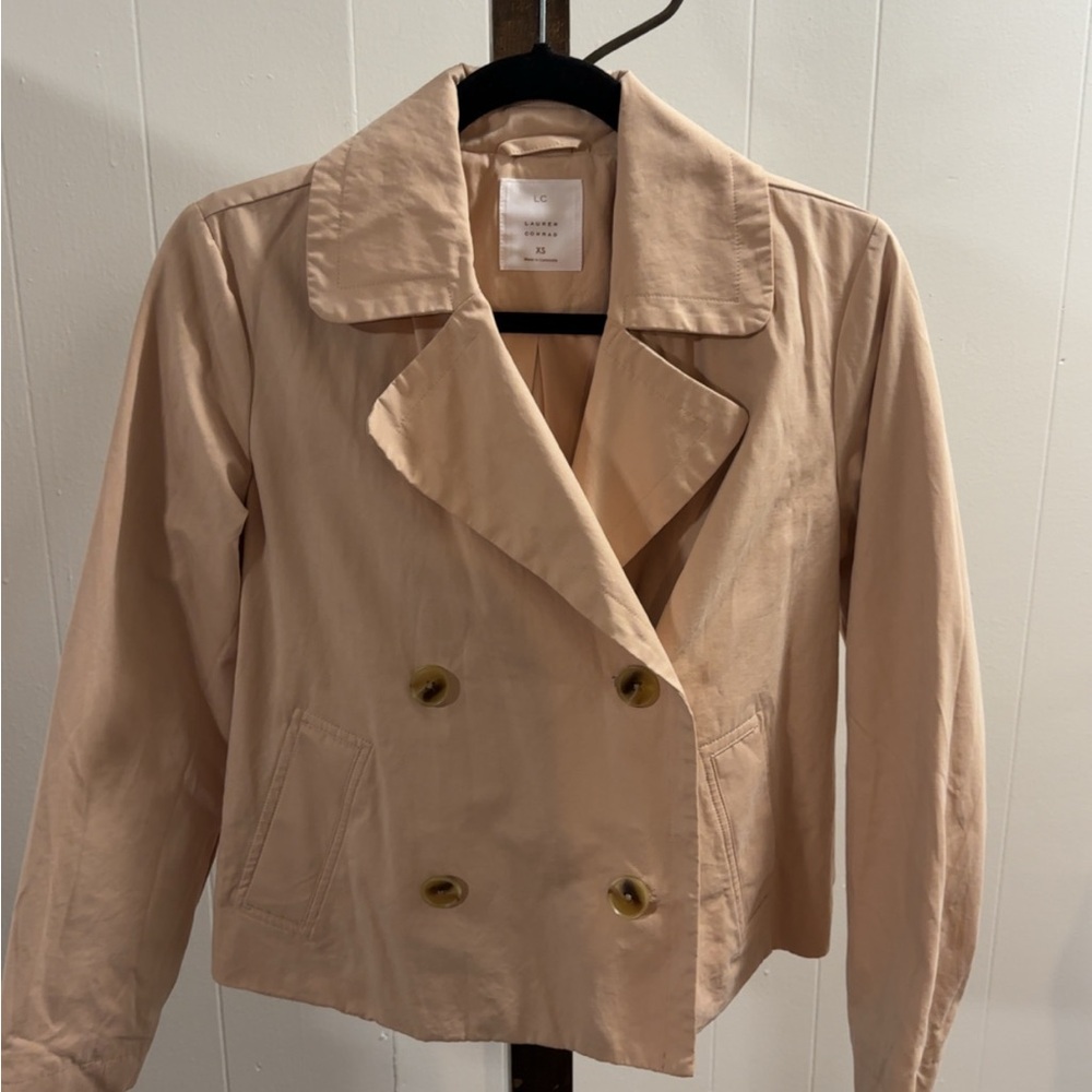 LC Lauren Conrad Tan Pea Coat Double-Breasted Classic
